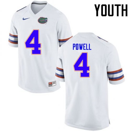 Youth Florida Gators #4 Brandon Powell NCAA Nike White Authentic Stitched College Football Jersey UFM7462ZK